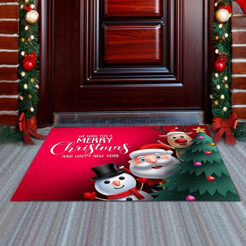 woobles Christmas Rug Santa Claus Mat - Anti-slip Back Doormats,Indoor Outdoor Doormats, Merry Christmas Welcome Entrance Door Mat - Image 3